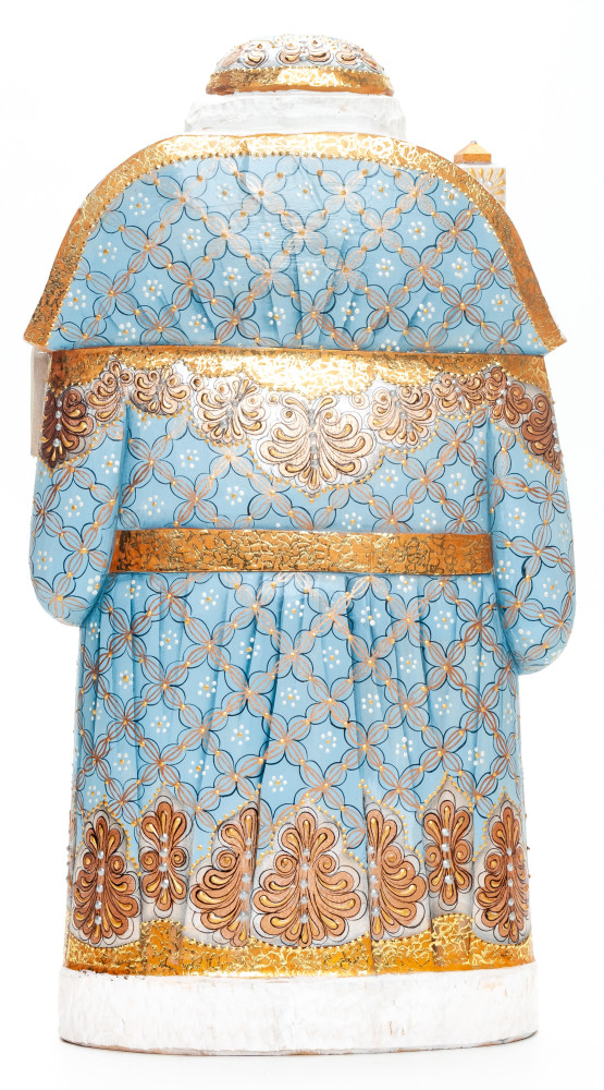260 mm Santa with a Bag and an Angel Carved Wood Hand Painted Collectible Figurine (by Natalia Nikitina Workshop)