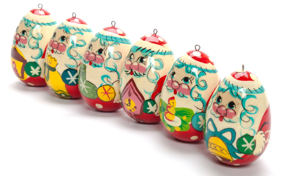 220x70 mm Russian Christmas Tree Ornaments set of 6 pcs (by Andrey Studio)