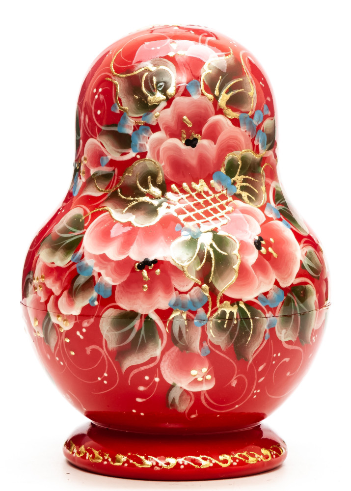 120 mm Flowers hand painted on Wooden Matryoshka doll 5 pcs (by A Studio)