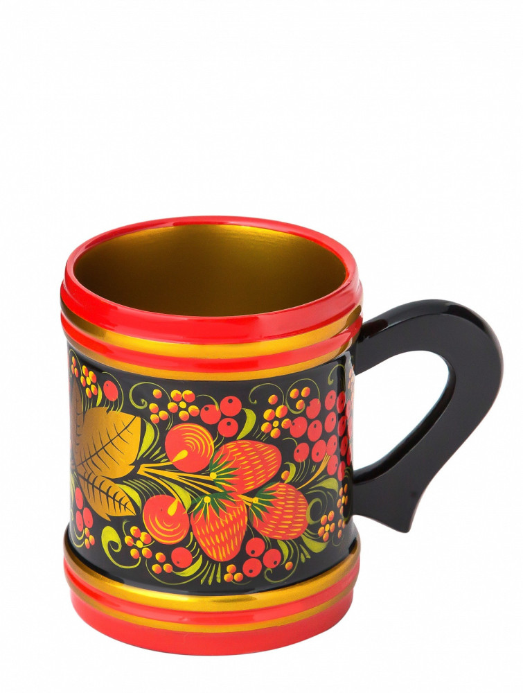 100x85 Rowan hand painted Wooden Beer Mug (by Golden Khokhloma)