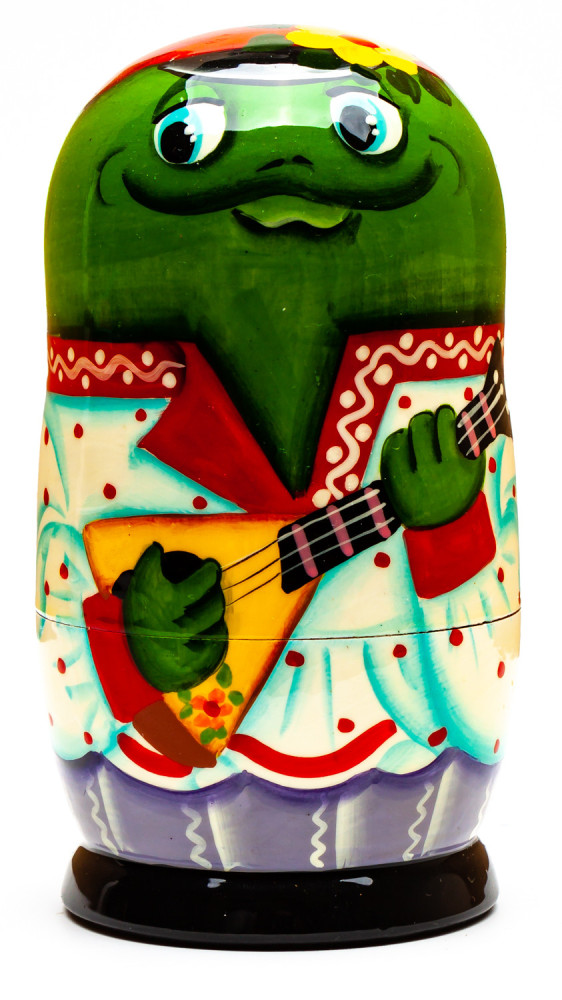 120mm Frog with the Balalaika hand painted Matryoshka 3pcs (by Gift Shop)