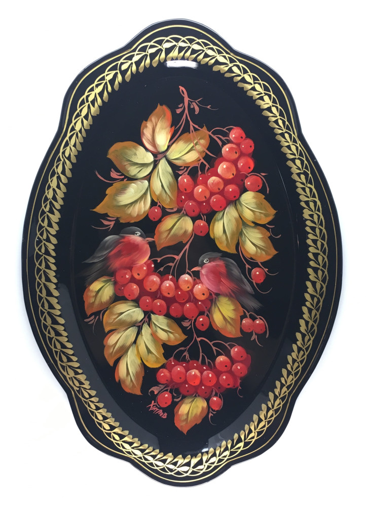 Zhostovo Hand Painted Metal Tray