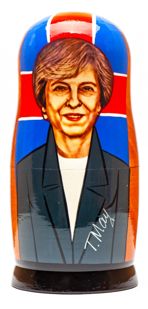 180mm Theresa May Handmade wooden Matryoshka Nesting Doll 5 pcs (by 3A Studio)