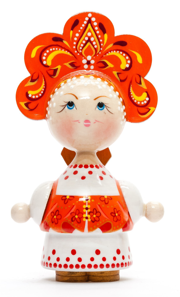 140 mm Russian Girl in Kokoshnik hand painted Wooden Doll (by Summer Shine)