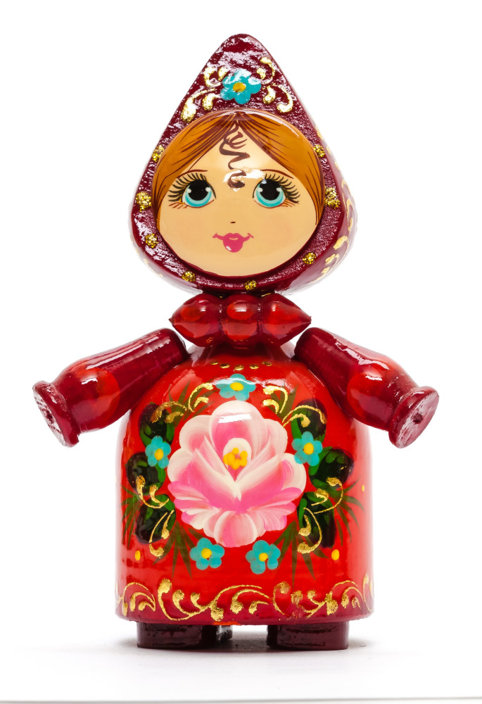 120 mm Russian Girl in Kokoshnik hand painted Wooden Doll (by Summer Shine)