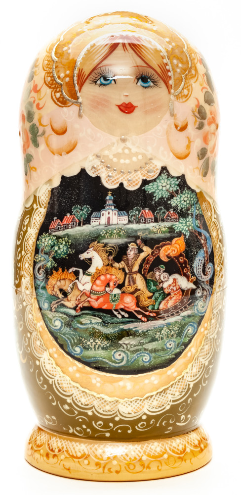 Shop Exclusive Nesting Dolls 220 mm Russian Troika hand painted Matryoshka round Doll 7 pcs (by A Studio) online at Skazka.site | Eligible for fast shipping and free returns. 220 mm Russian Troika hand painted Matryoshka round Doll 7 pcs (by A Studio)