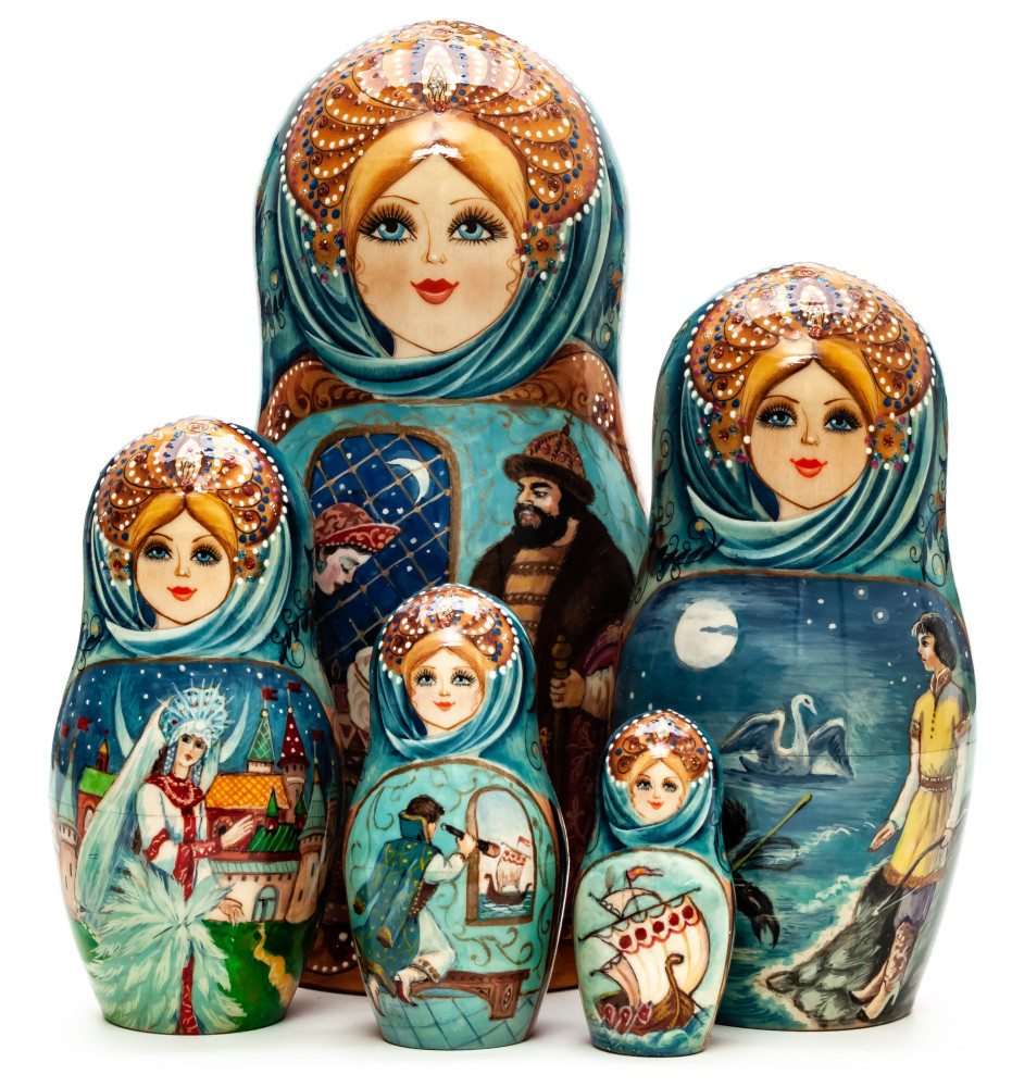 Shop Exclusive Nesting Dolls 180 mm Russian Fairytale hand painted on Wooden Matryoshka doll 5 pcs (by Natalia Crafts) online at Skazka.site | Eligible for fast shipping and free returns. 180 mm Russian Fairytale hand painted on Wooden Matryoshka doll 5 pcs (by Natalia Crafts)