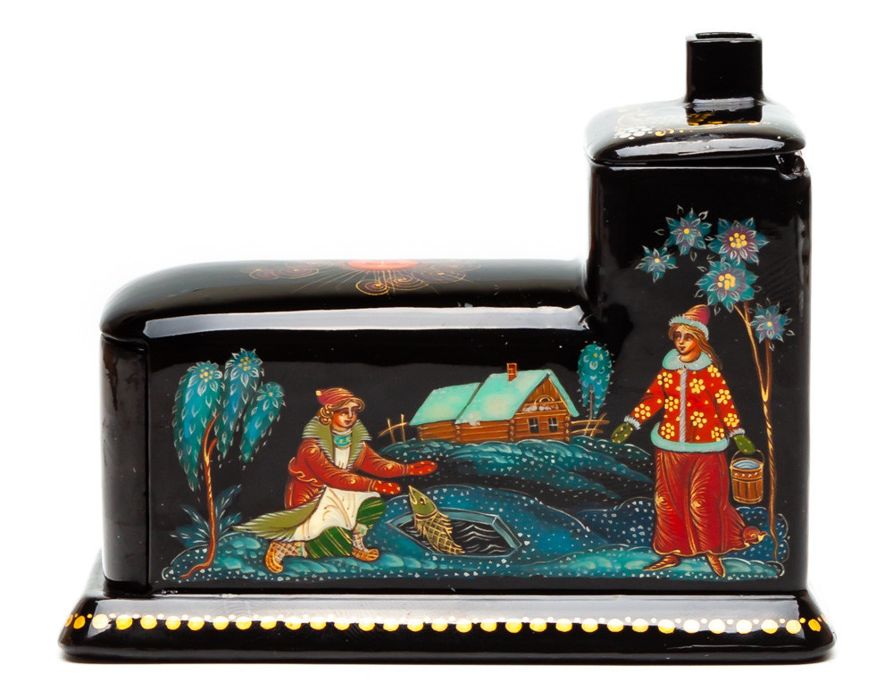 40x90mm At The Pike's Behest hand painted lacquered box from Palekh (by Pavel Studio)