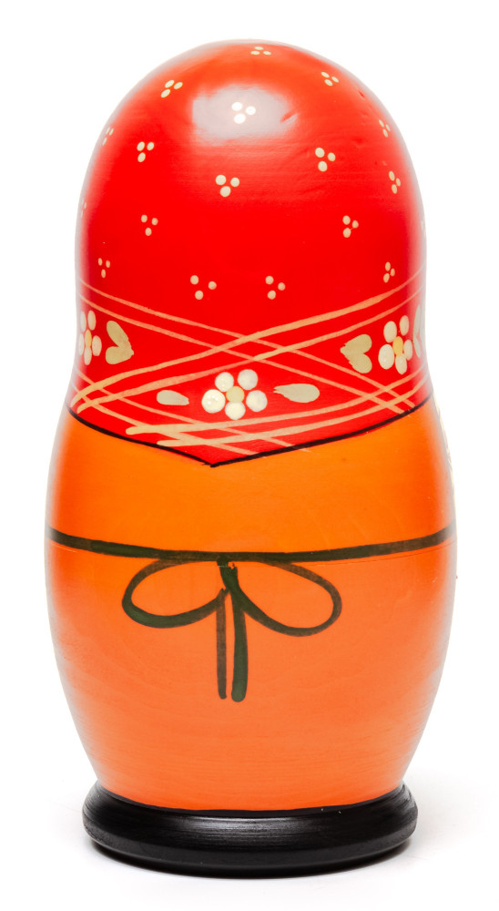 160 mm Maiden with the Basket with Cockerel inside hand painted Traditional Russian Wooden Matryoshka doll 5 pcs (by Sergey Malyutin)