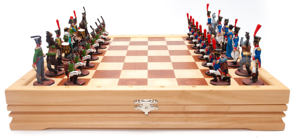 370x370 mm French Invasion of Russia handpainted figures on wooden Chess Board (by Fyodor Chess Studio)
