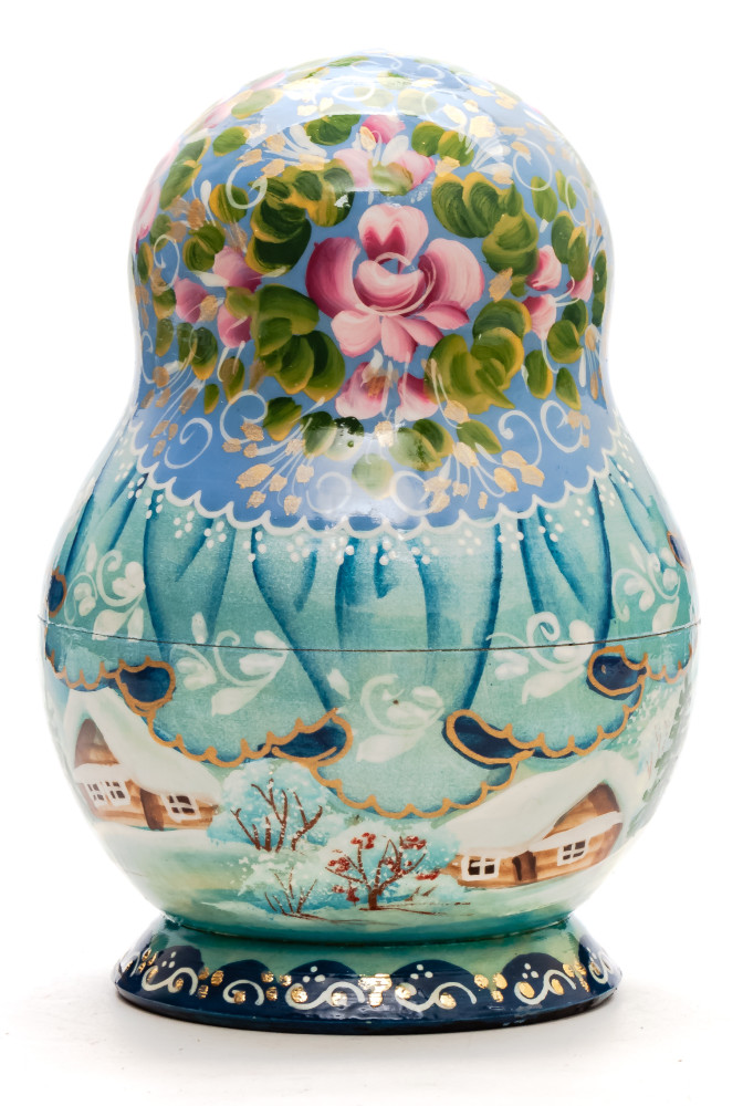 140mm Russian Winter hand painted Matryoshka round doll 10pcs