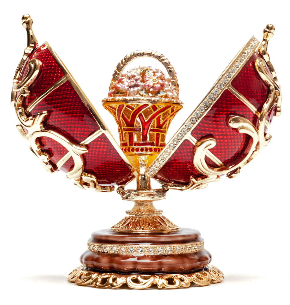 130 mm Double Ornament Red Easter Egg with the Basket