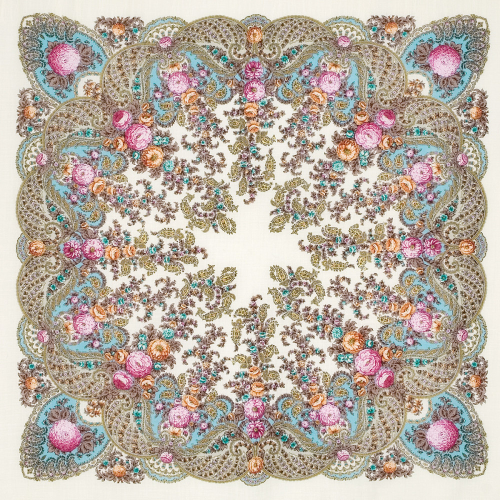 Shop Woolen Scarves with Silk Fringe 125x125 cm Платок «Весенний ручеек» online at Skazka.site | Eligible for fast shipping and free returns. Платок «Весенний ручеек»