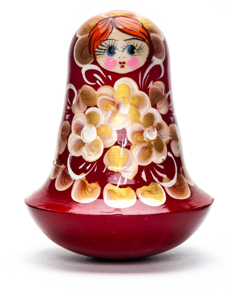 100mm Russian Doll with handpainted Flowers Roly-poly Toy
