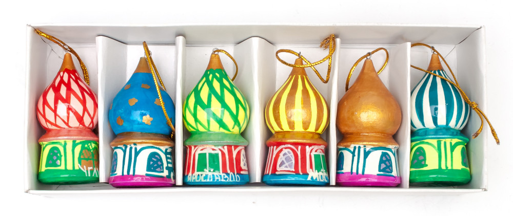220x70 mm Moscow Domes Russian Christmas Tree Ornaments set of 6 pcs (by Andrey Studio)