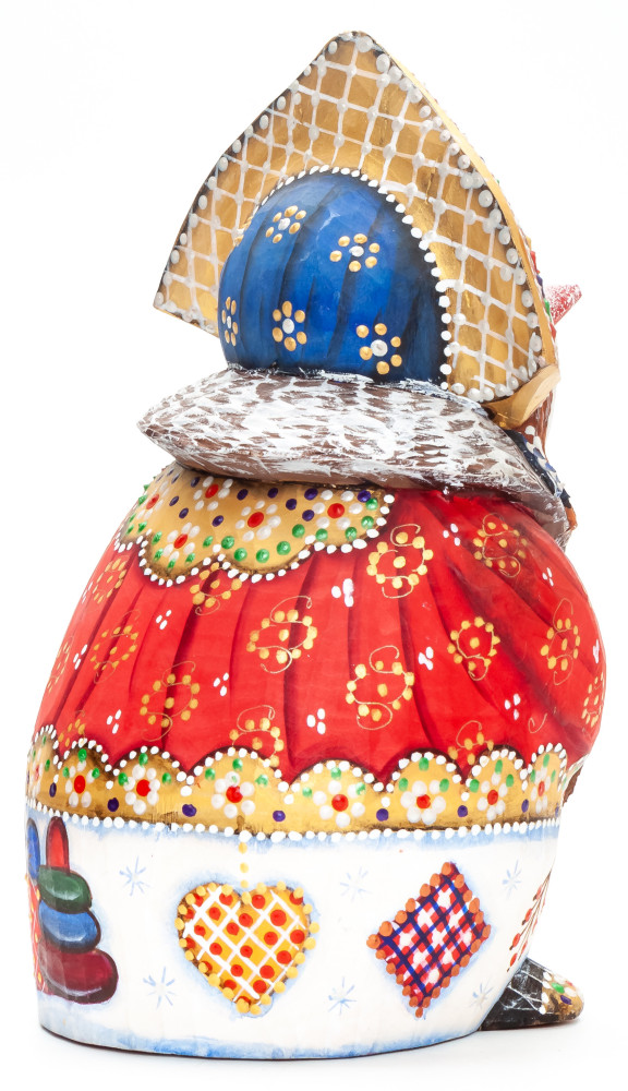160 mm Snowman hand painted wooden figurine (by Natalia Nikitina Workshop)