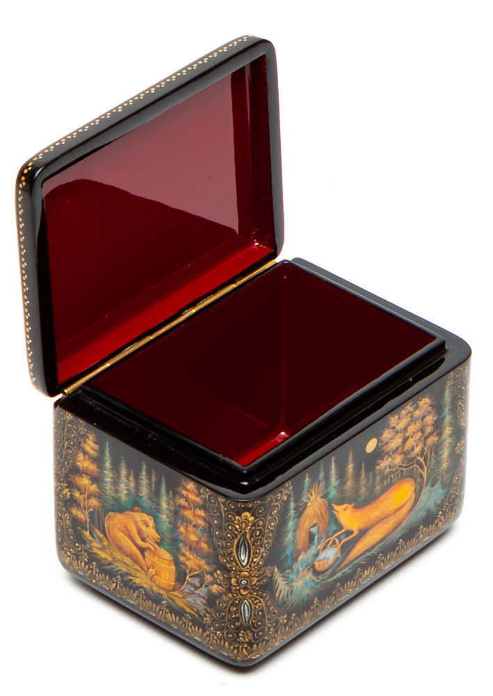 80x60mm The Teremok  hand painted lacquered box from Palekh (by Pavel Studio)