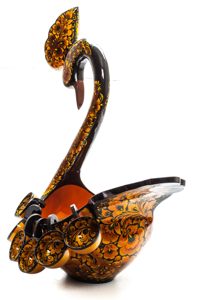 210x330 mm Duck Khokhloma hand painted wooden Ladle for Wine with small Ladles