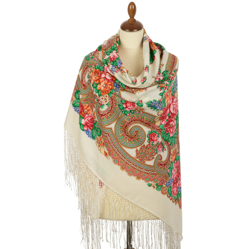 Shop Thick Woolen Fabric Shawls with Silk Fringe 148x148 cm Шаль «Лабзинский» online at Skazka.site | Eligible for fast shipping and free returns. Шаль «Лабзинский»