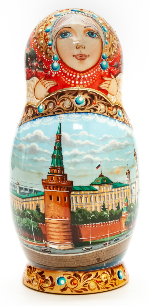 160 mm Moscow Saint Basil Cathedral hand painted Matryoshka round Doll 5pcs (by A Studio)