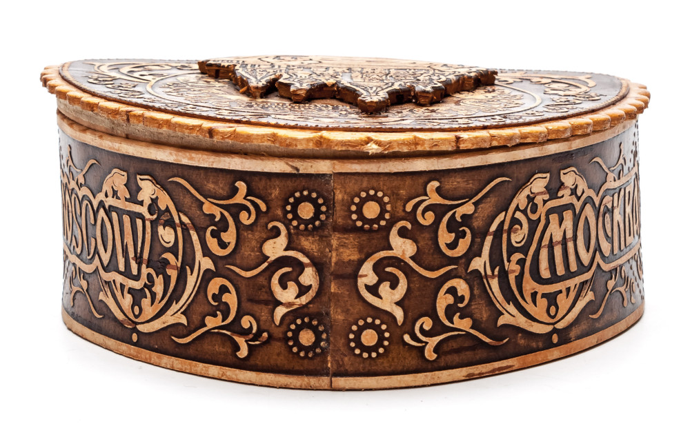 115x100 mm Saint Basil Cathedral hand made Birchbark Jewelry Box (by Maxim Birch)