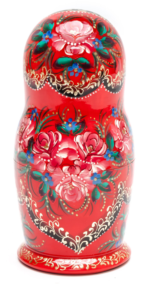 160 mm Flowers hand painted on wooden Matryoshka doll 5 pcs (by A Studio)