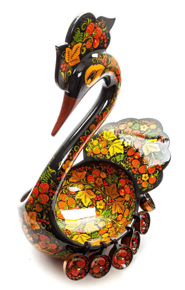 225x360 mm Duck Khokhloma hand painted wooden Ladle for Wine with small Ladles