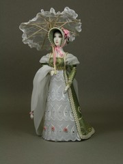 Russian Girl hand made Porcelain Doll in a 19th century Dress with an Umbrella - 11 Inches (by Le Russe)