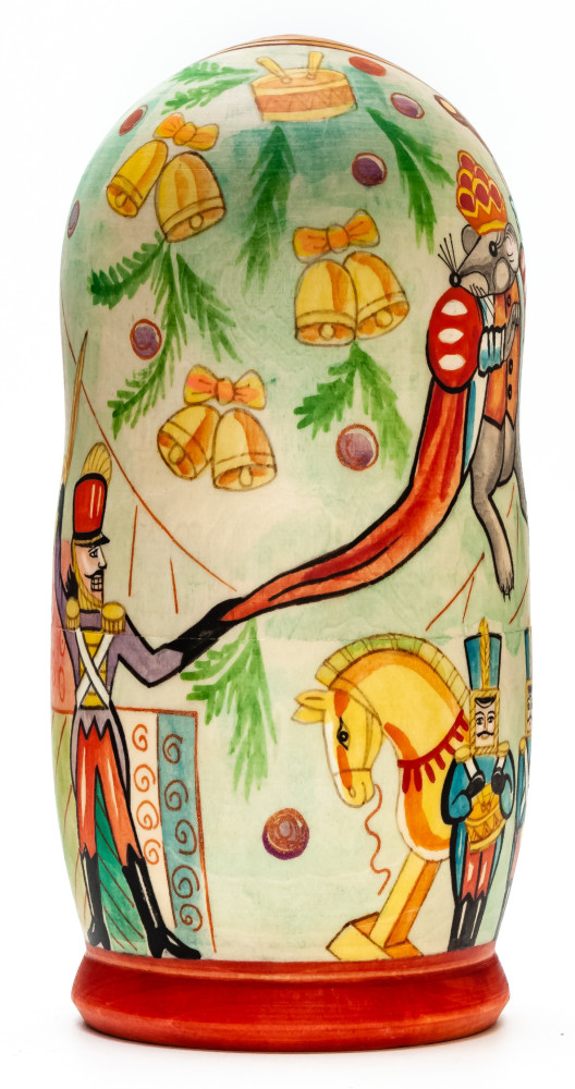 180mm Nutcracker hand painted on wooden Matryoshka doll 5 pcs (by Alexander Famous Paintings Studio)