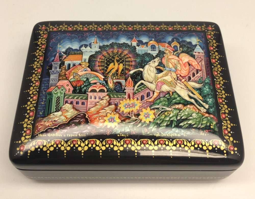 Ivan Tsarevich and the Grey Wolf Lacquered Box from Kholui
