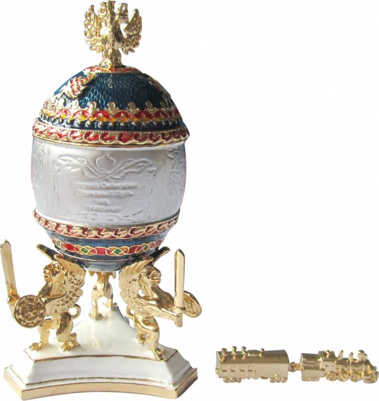 125 mm Trans-Siberian Train Blue Enamel Eater Egg