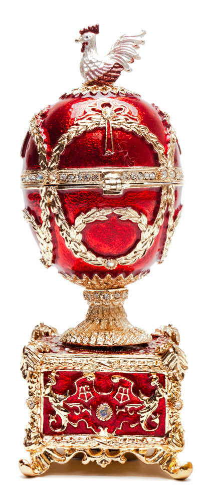 150 mm Red Music Easter Egg with the Clock