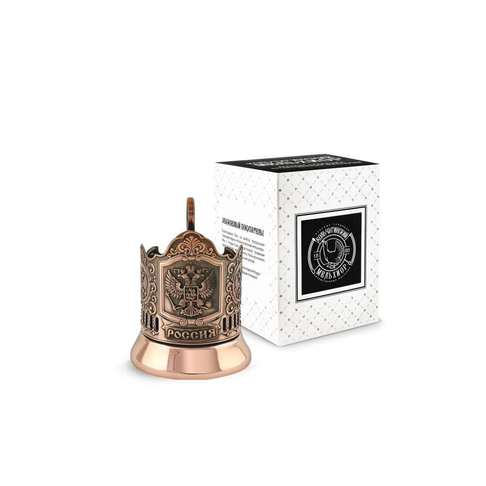 Coat of arms of the Russian Federation copper tea glass holder