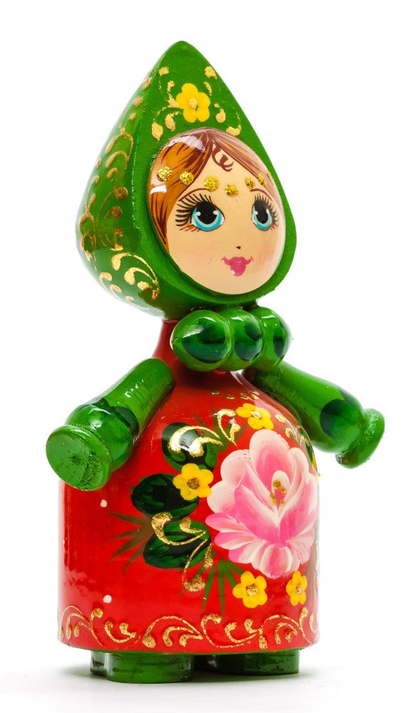 120 mm Russian Girl in Kokoshnik hand painted Wooden Doll (by Summer Shine)