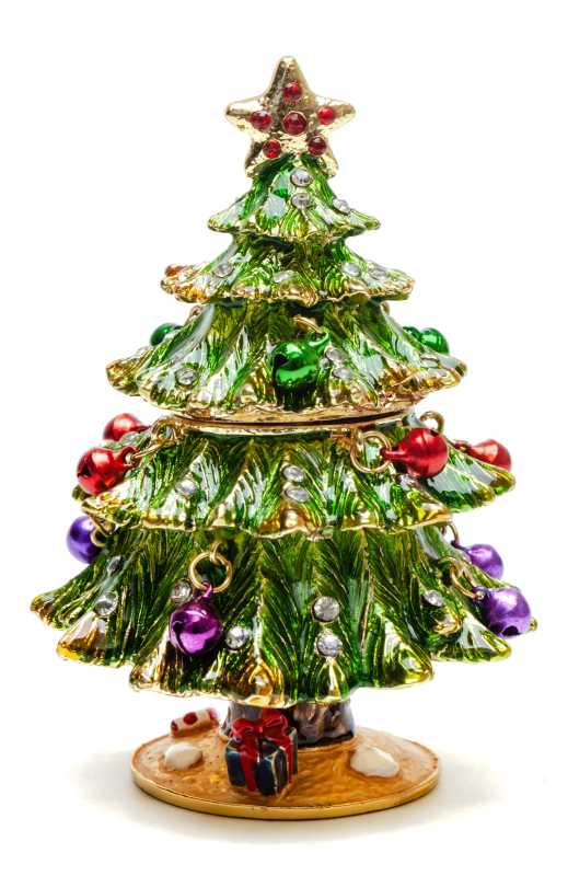 90 mm Green Christmas Tree Jewellery Box (by Alexaner G Studio)