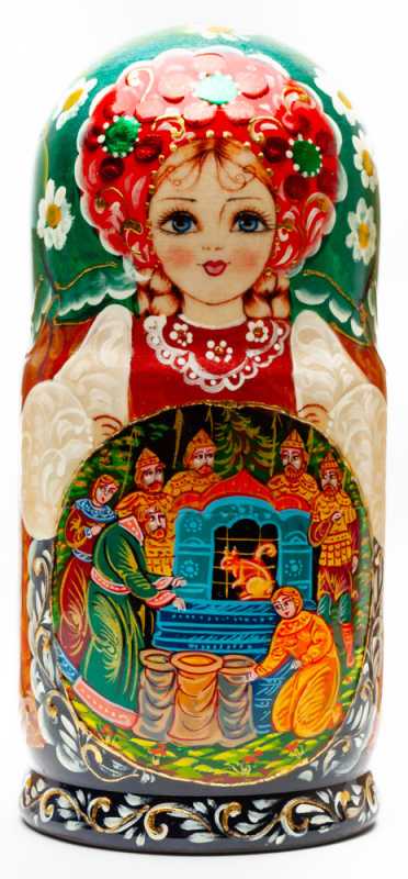 220 mm The Tale of Tsar Saltan handpainted Wooden Matryoshka Doll 7 pcs (by Sheherazade)