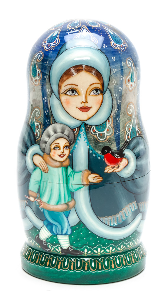 160 mm The Snow Princess handpainted Wooden Matryoshka Doll 5 pcs (by Skazka)