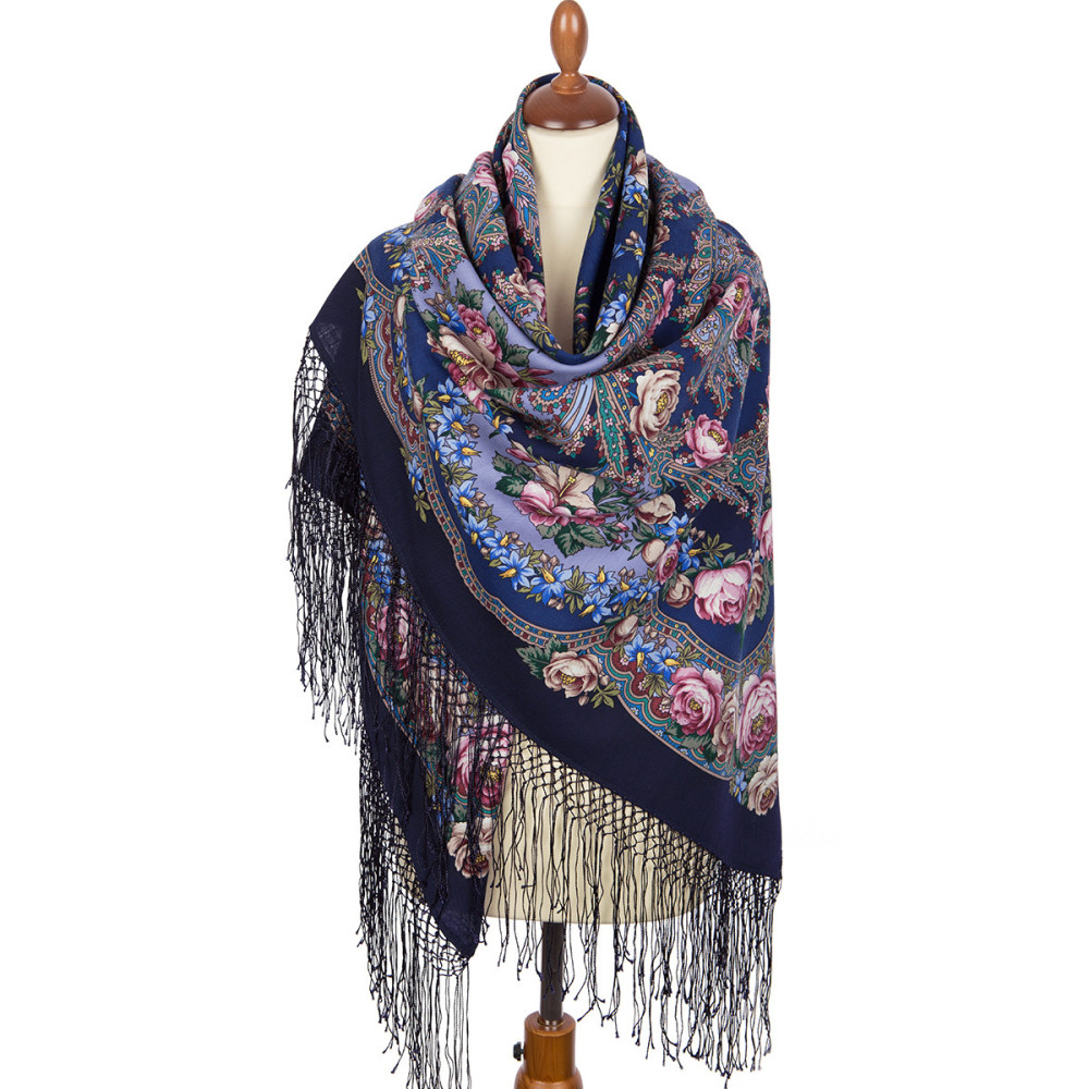 Shop Thick Woolen Fabric Shawls with Silk Fringe 148x148 cm Шаль «Цветы под снегом» online at Skazka.site | Eligible for fast shipping and free returns. Шаль «Цветы под снегом»