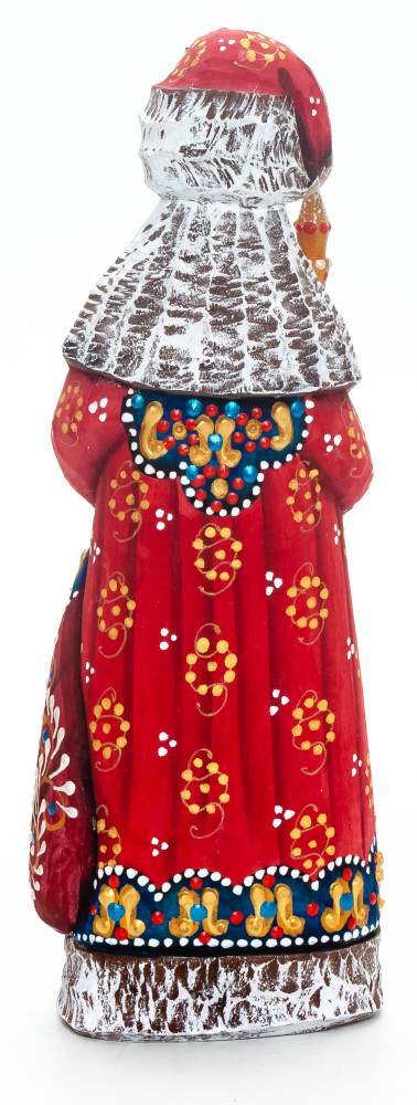 180 mm Santa Claus with a Magic Staff and a Bag handpainted Wooden Carved Statue (by Natalia Nikitina Workshop)