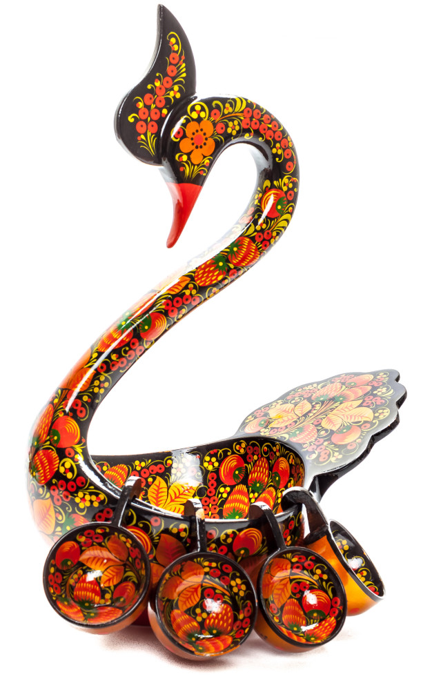 160x260 mm Duck Khokhloma hand painted wooden Ladle for Wine with small Ladles