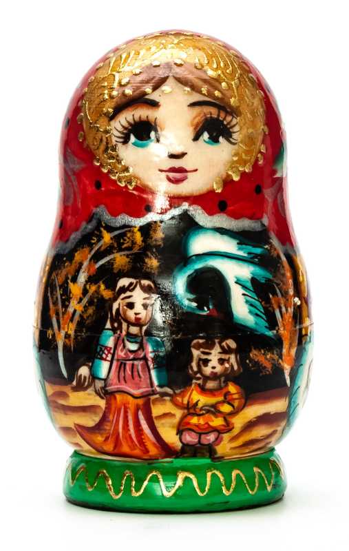 90mm Magic Swan-Geese hand painted Matryoshka doll 5pcs
