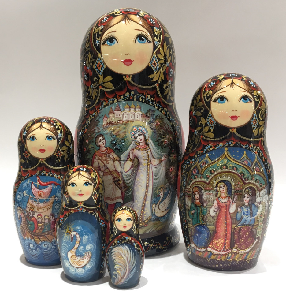 Shop Exclusive Nesting Dolls 200 mm Ruslan and Ludmila Fairy tale scenes hand painted wooden Matryoshka doll 5 pcs (by A Studio) online at Skazka.site | Eligible for fast shipping and free returns. 200 mm Ruslan and Ludmila Fairy tale scenes hand painted wooden Matryoshka doll 5 pcs (by A Studio)