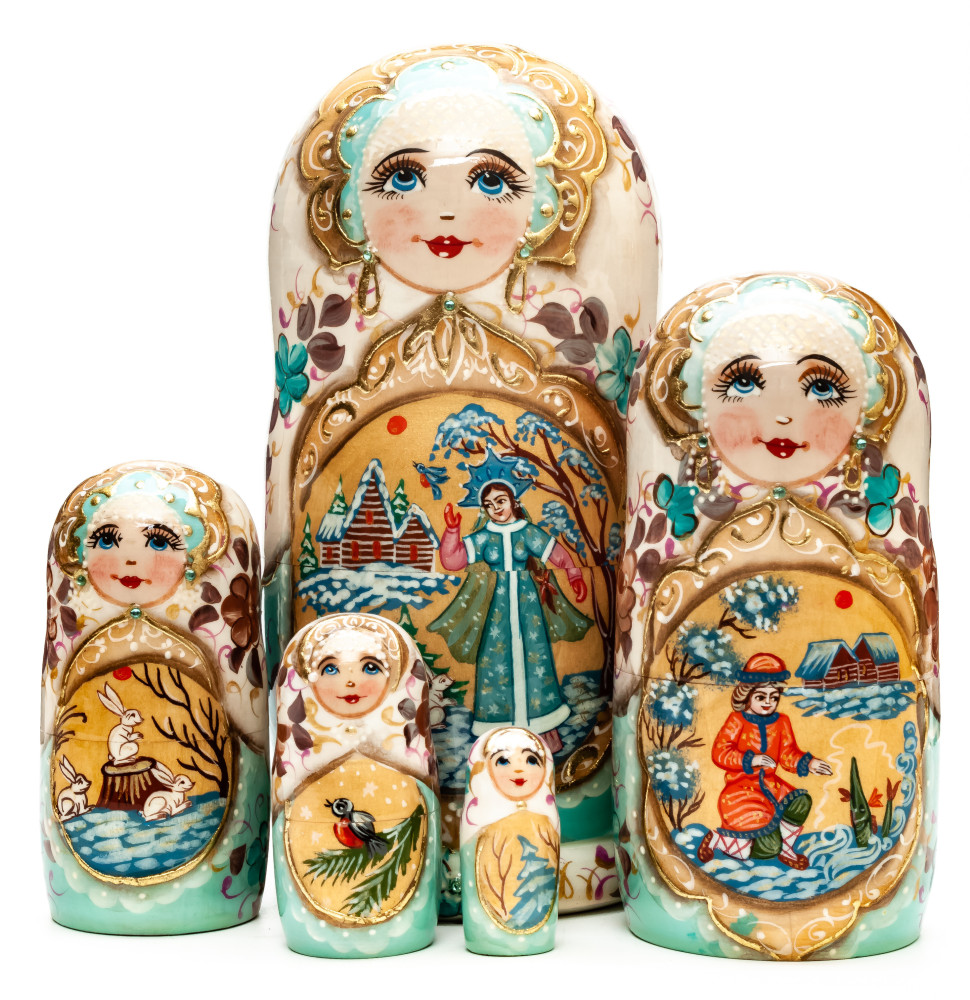 180 mm Summer Scent hand painted on Wooden Matryoshka doll 5 pcs (by A Studio)