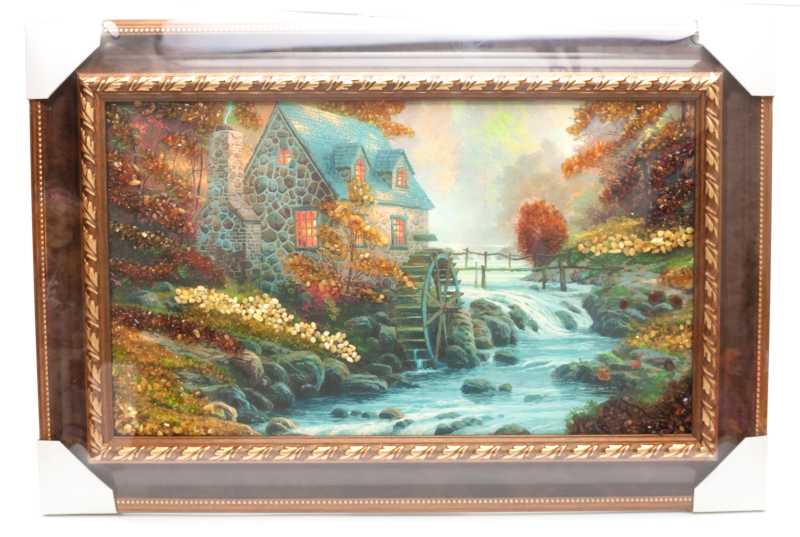585x395 mm Watermill hand made of natural Baltic Sea Amber stones (by Russian Amber)