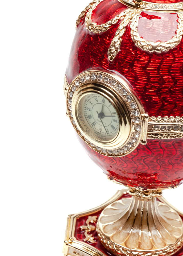 140 mm Red Chanticleer Music Easter Egg with Clock