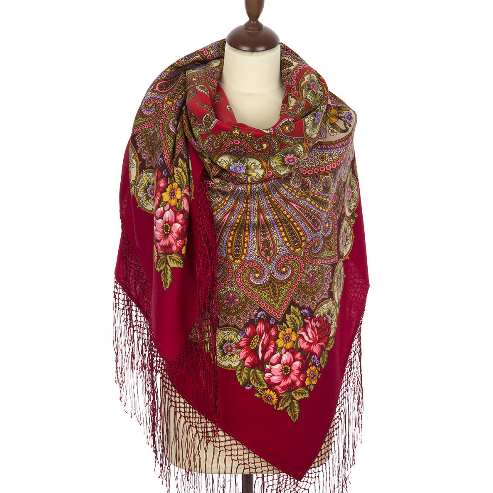 Shop Thick Woolen Fabric Shawls with Silk Fringe 148x148 cm Шаль «Василиса» online at Skazka.site | Eligible for fast shipping and free returns. Шаль «Василиса»
