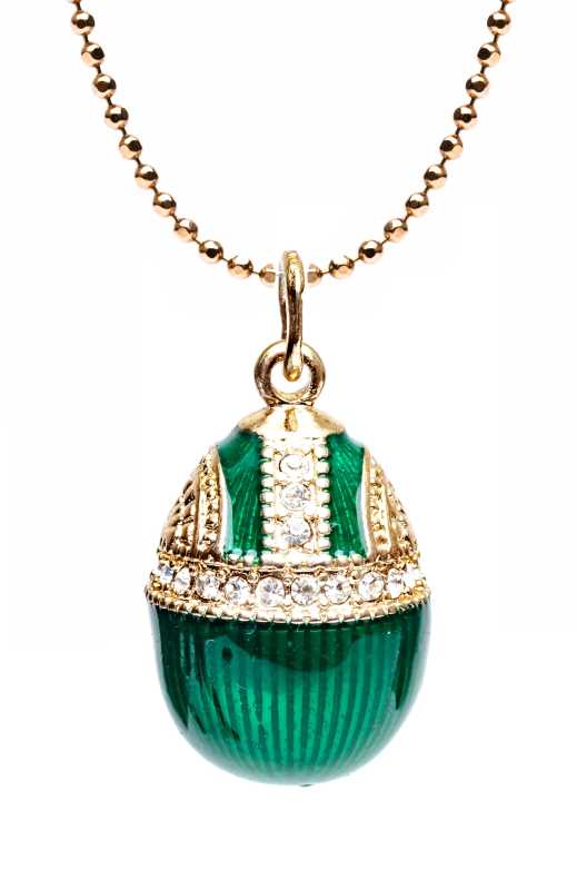 Water Drop with Rhinestones Green Egg Pendant