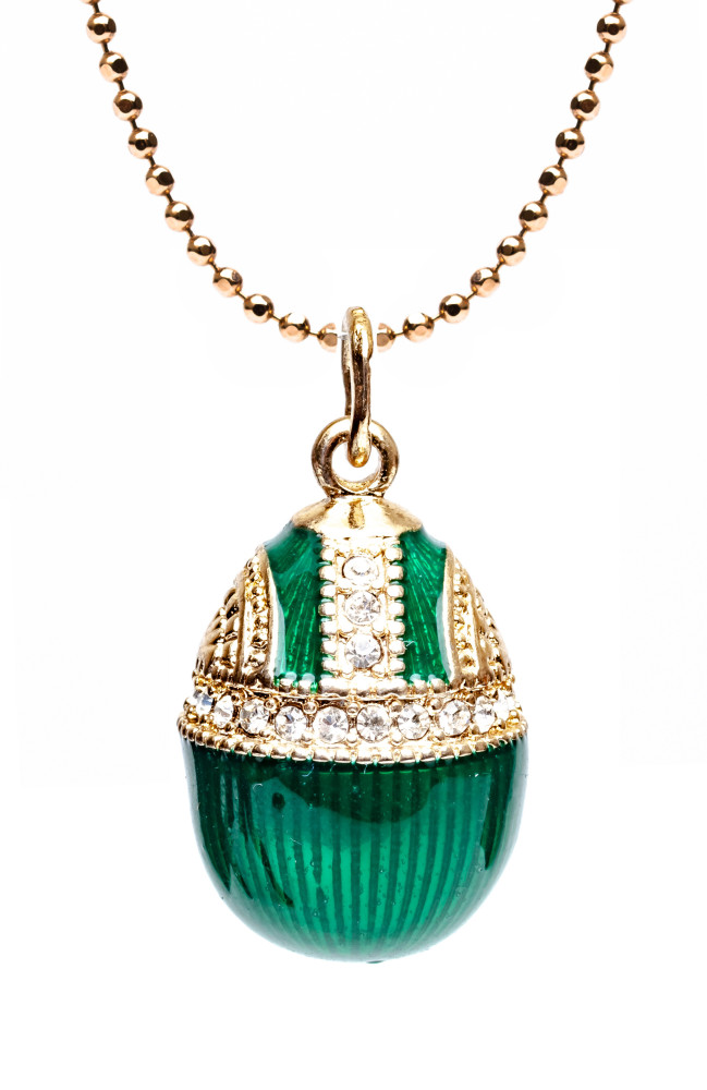 Water Drop with Rhinestones Green Egg Pendant