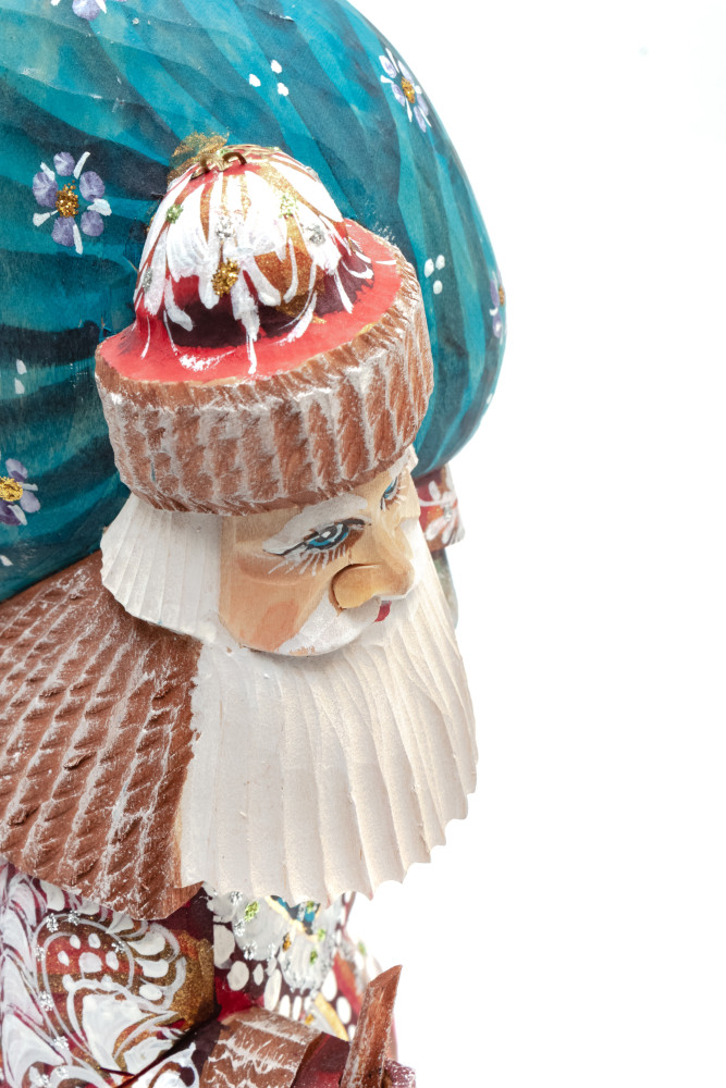 220 mm Santa Claus With a Staff And a Bag of Gifts (by Igor Carved Wooden Figures Studio)