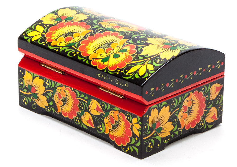 120x80 mm Khokhloma Painting Jewellery Wooden Box